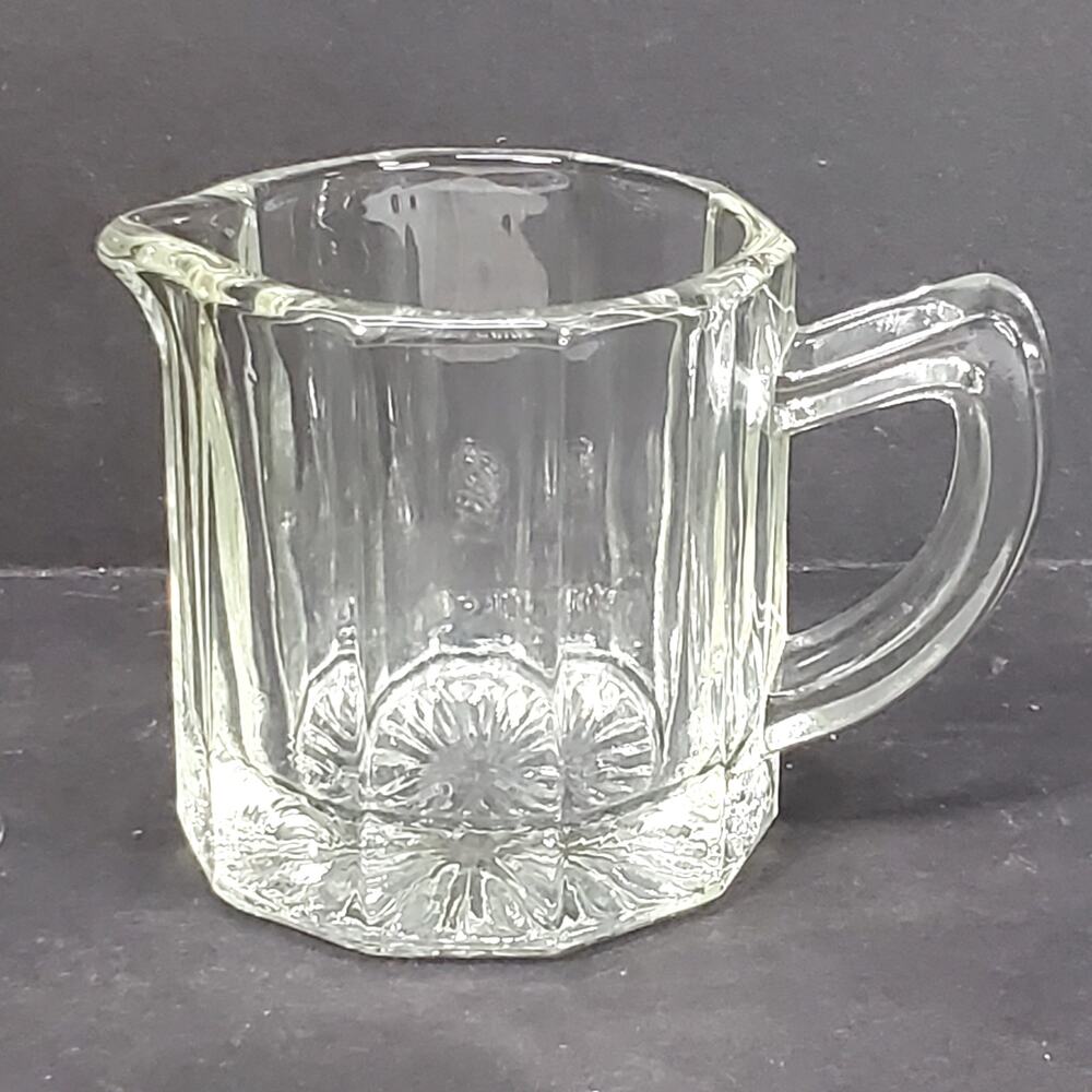 Vtg Crystal Mini Creamer Clear Pressed Glass Panel Minimalist Tableware